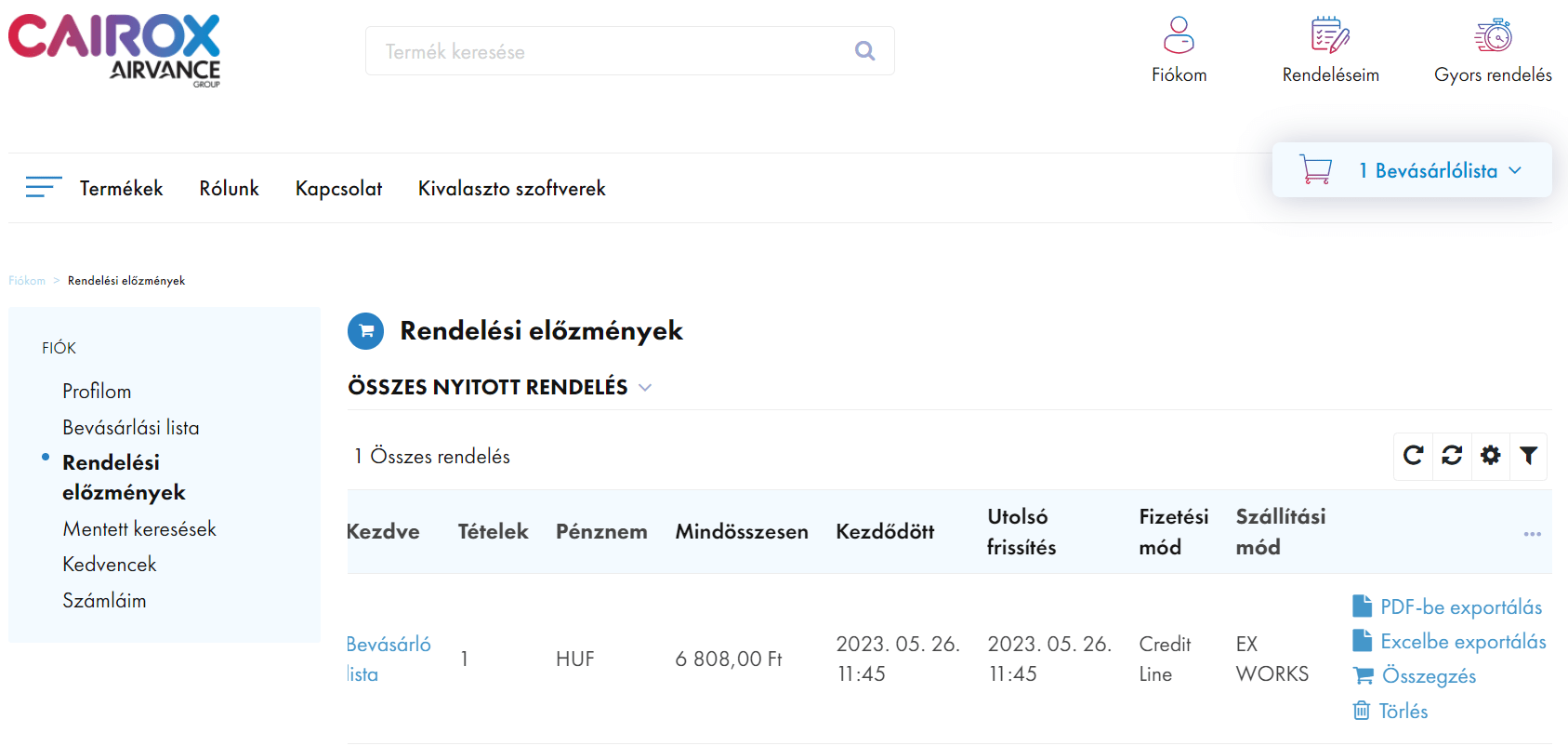 historique commande